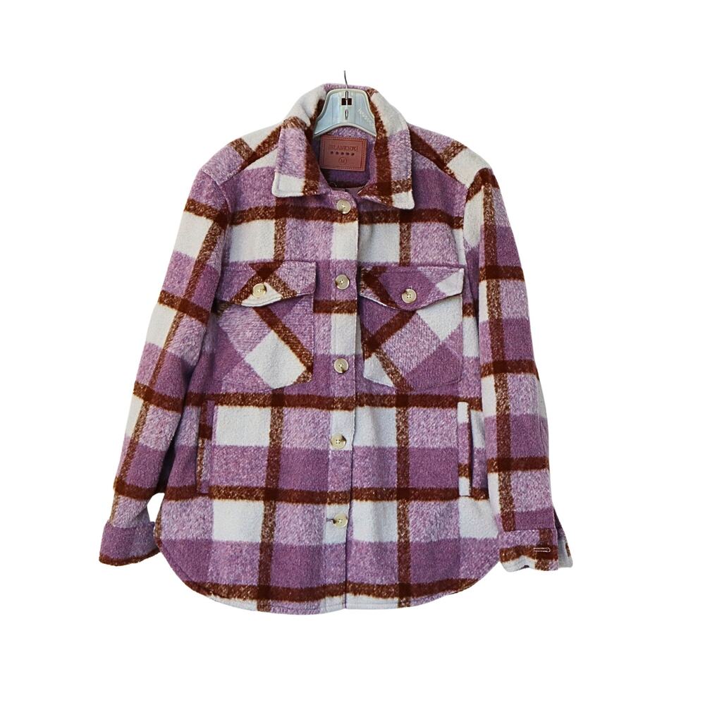 BLANK NYC Voyager Plaid Shacket - Pink & Brown - M